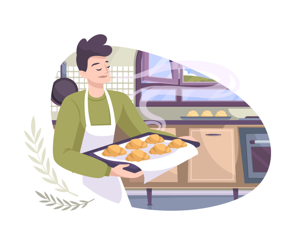 homemade croissants flat composition