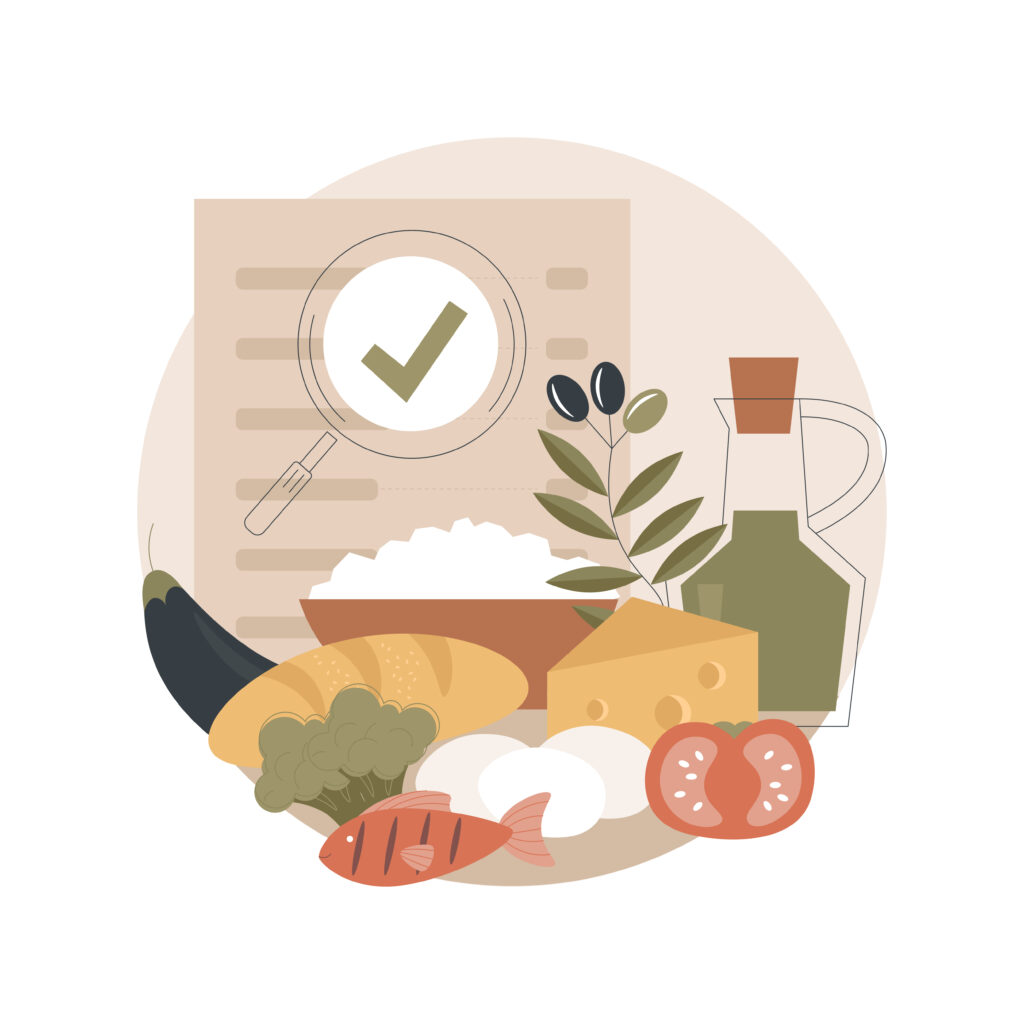food nutritional quality abstract concept vector illustration.